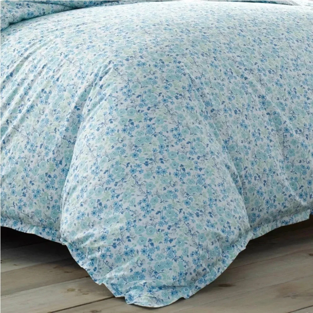 Laura Ashley Twin Jaynie blue Bedding Set Reversible Duvet Cover & Sham
